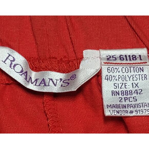 Roaman's Red White Blue Stars 2 Piece Outfit 1X 22W 24W Plus Lightweight Cropped - Picture 4 of 6